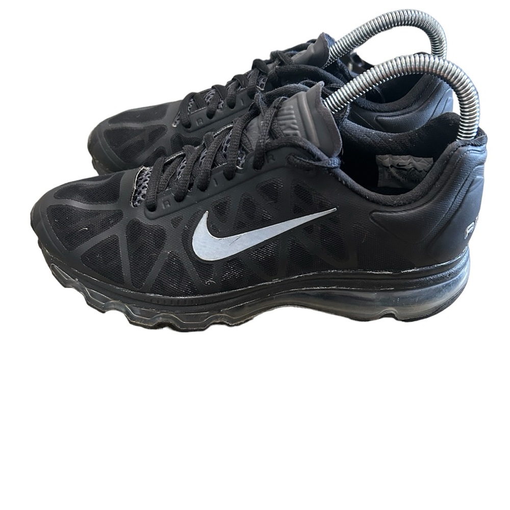 Nike Air Max+  Black Metallic Silver Lace Up Athleisure Comfy Athletic Shoes